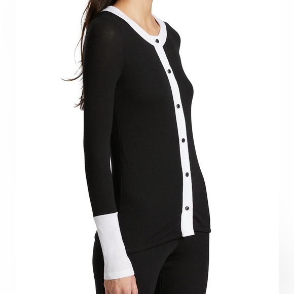 ATM Anthony Thomas Melillo Knit Contrast Sweater Cardigan   Size XS - Picture 4 of 14